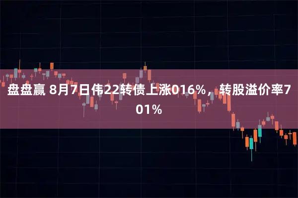 盘盘赢 8月7日伟22转债上涨016%，转股溢价率701%
